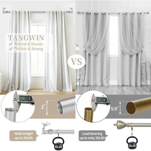 Size 66-120 Color Brown Decorative Curtain Rods for Windows:66-120 Adjustable Farmhouse Curtain Rod for Bedroom Living Room,Heavy Duty Rustic Drapery Rods with Vintage Deer Finials Easy Install,