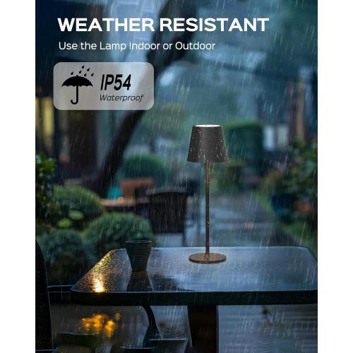 JACKYLED Cordless Table Lamps Rechargeable, 3 Adjustable Height, 5000mAh Battery Operated, 3 Colors Smooth Dimming, Portable LED Waterproof Table Lamp for Dining, Bedroom, Outdoor- Black