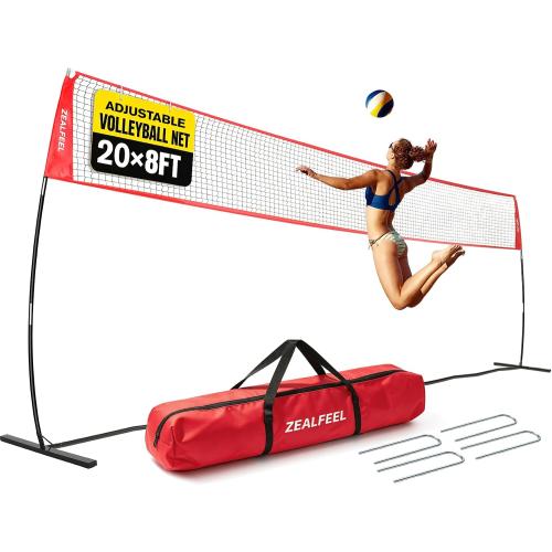ZEALFEEL 12 FT/20 FT Portable Adjustable Volleyball Net for Backyard | Freestanding Net with Carry Bag for Hitting and Serving Drills in Backyards, Parks, Beach or Outdoor & Indoor