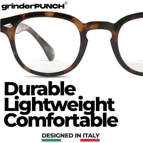 Brown and Black grinderPUNCH Classic Reading Glasses for Women and Men Stylish Lightweight Readers Round Readers for Women and Men