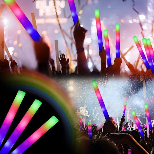 Set of 52 Glow Sticks Bulk, 52 Pcs LED Foam Sticks Light Up Batons Party Favors with 3 Modes Colorful Flashing, Glow in the Dark Party Supplies for Party Wedding Birthday Concert Halloween Christmas