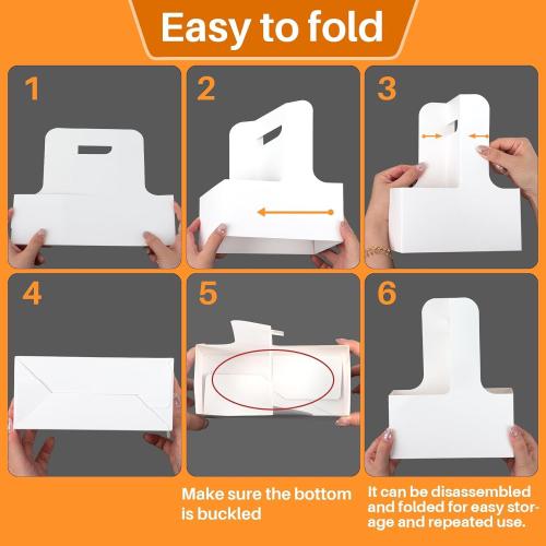 MAQIHAN 2 Cup Drink Carrier with Handle - 10Pcs Disposable Paper Cardboard Coffee Cup Holder Portable Drink Caddy Cup Carriers to go Cup Holder Food Delivery Accessories for Hot/Cold Drinks (White)