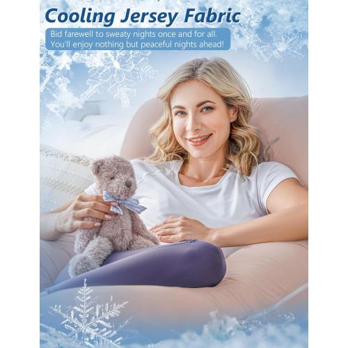 Apricot Meiz Cooling Pregnancy Pillows for Sleeping, Maternity Body Pillow for Pregnant Woman, U Shaped, with Cooling Jersey Cover