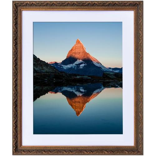 16 x 20 Inch Antique Gold Picture Frame Matted to Display a 11 x 14 Inch Photo