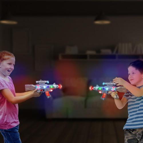 Silver ArtCreativity Light Up Space Gun Toy for Kids - 12.5 Inch Alien Blaster with Multicolor LEDs, Sound Effects, Batteries Included, Fun Halloween Costume Accessory and Party Toy