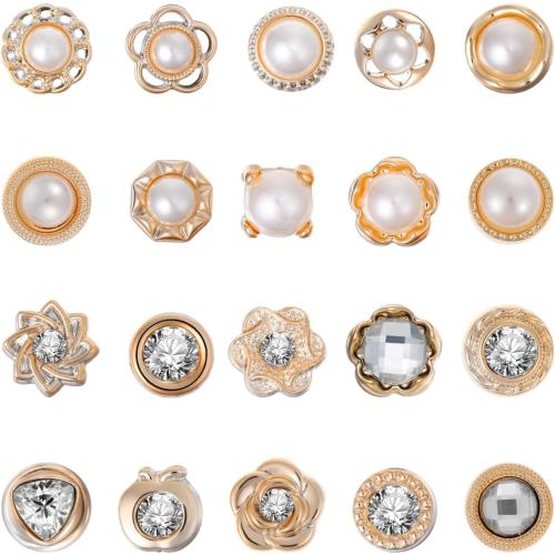 Tofficu 40Pcs No Sew Shirt Brooch Buttons Safety Pins Decorative Button Covers for Women Clothes Dresses Coats Alloy Pearl Anti-Exposed Button Replacements