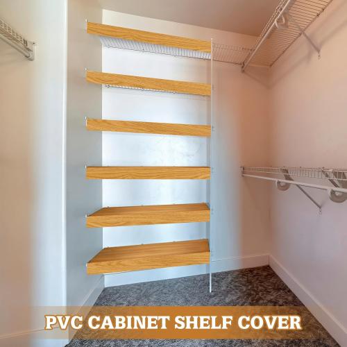 Hoolerry 5 Pcs Wire Shelf Covers Foamed PVC Wire Rack Covers for Removable Closet (Not Wood) Pantry Shelves for Cabinet Bathroom Kitchen Shelving Decoration(Wood Color,38x16inch)