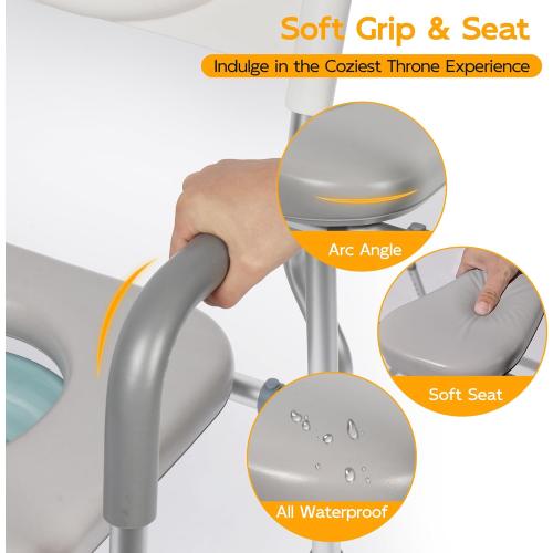 Xilingol Raised Toilet Seat with Handles and Back,350lb Bedside Commode Chair with Arms, 4-in-1 Adjustable and Portable Bathroom Chair for Adults, Seniors, Elderly, Handicapped, Disabled