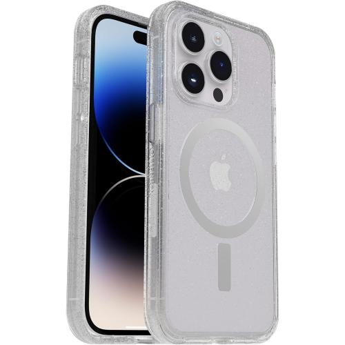 Color Clear OtterBox iPhone 14 Pro (ONLY) Symmetry Series  Case - Stardust (Clear/Glitter), Ultra-Sleek, Snaps to MagSafe, Raised Edges Protect Camera & Screen