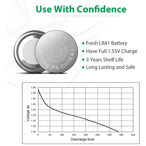 LiCB 8 Pack LR41 AG3 392 384 Battery,Long-Lasting & Leak-Proof,High Capacity 1.5V LR41 Coin & Button Cell Batteries for Digital Thermometer Ornament Hearing Aid Led Watch