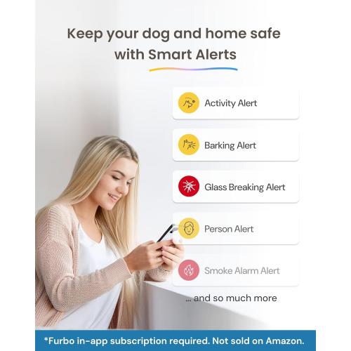 Furbo 360° Dog Camera - Unlock with Paid Plan: Home Security & Dog Safety Alerts, Rotating Pet Treat Dispenser w/ 2-Way Speaker, Smart Indoor Cam w/Phone App (3mo Minimum Subscription Required)
