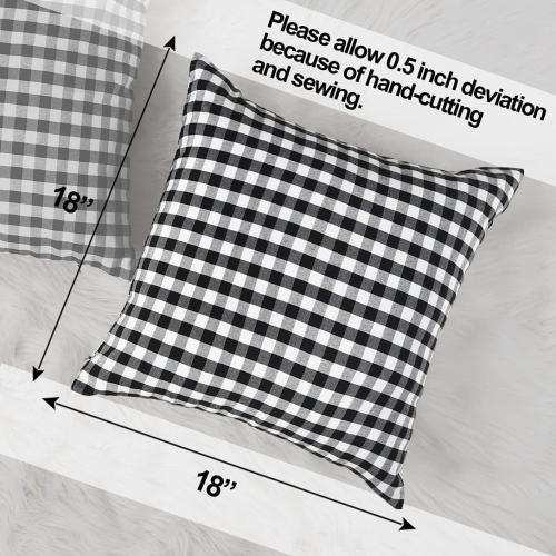 CARRIE HOME Black Plaid Throw Pillow Covers 18x18 Set of 2 Black and White Gingham Pillow Covers 18x18 Farmhouse Decor for Bedroom and Christmas Holiday