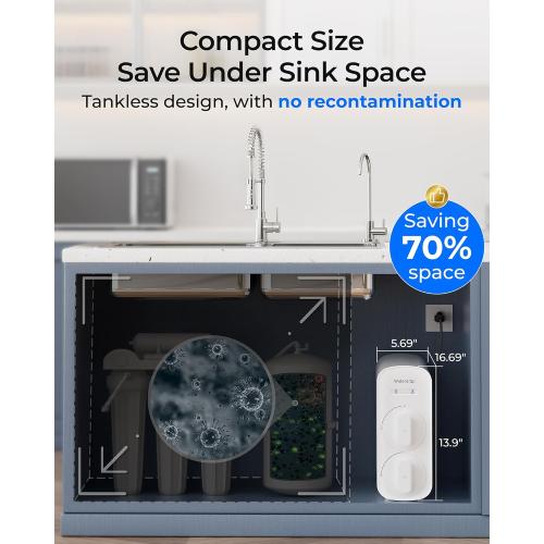 Waterdrop G5P500 Reverse Osmosis Water Filter, NSF/ANSI 58 & 372 Certified, 7 Stage Reverse Osmosis System, 500G RO Water Filtration System, 2:1 Pure to Drain, Reduces TDS PFAS, BPA Free