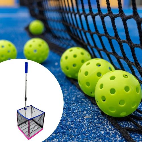 Black Pink and Blue Yiju Pickleball Ball Retriever Gatherer Balls Pick up Tool Telescopic Rod Large Capacity Pickleball Ball Collector