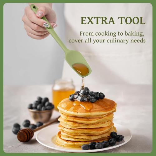 Kikcoin 43Pcs Kitchen Utensils Set - Silicone Cooking Utensil Set, Dishwasher Safe Spatula for Non-stick Cookware, 446°F Heat Resistant Kitchen Gadgets with Holder BPA Free, Avocado Green