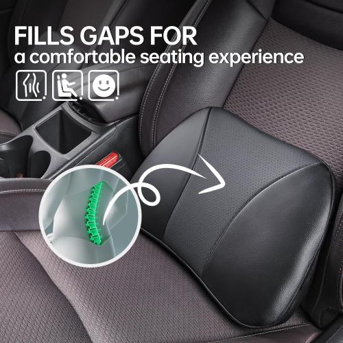 1p Memory Foam Lumbar Support Pillow for car Lower Back Pain Relief - Back Cushion for Driving, Chair Support for Car-Office Chair（Black）