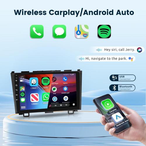 BLACK 9INCH 2 64G for Honda CRV 2007-2011 Android Car Stereo with Wireless Carplay/Android Auto, 9 Inch Touchscreen Bluetooth Car Radio Support WiFi GPS Navigation USB FM/RDS SWC HiFi Audio Backup Camera