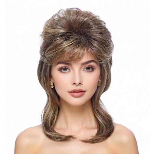 Mullet Wig for Women, Joe Dirt Style, Emo Costume, 80s Fancy Party Accessory, Halloween wig(Light Brown)