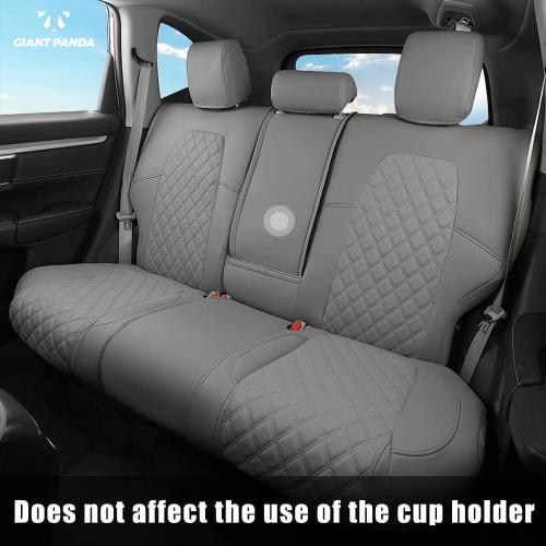 GIANT PANDA Car Seat Covers Full Set Custom Fit for Honda CRV EX,EXL,LX,Touring,Hybrid 2017 2018 2019 2020 2021 2022- Faux Leather (Gray/Grey)