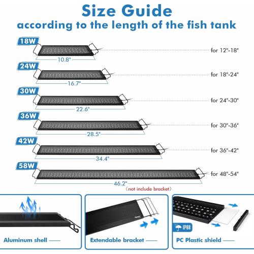 hygger Advanced Remote Control Aquarium Light Customizable Full Spectrum Fish Tank LED with DIY, Default & Weather Mode Freshwater Planted Tank