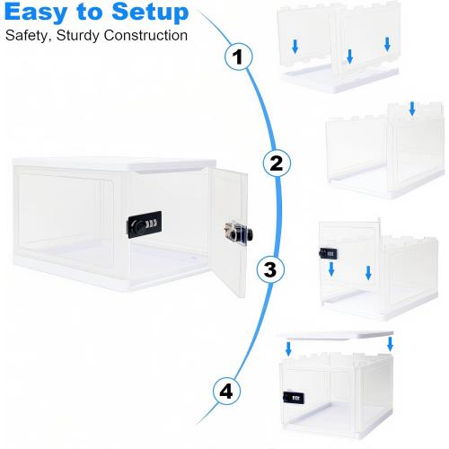 Clear Lockable Storage Box for Food，Tech and Home Safety, Medicine Lock Box for Safe Medication,Lockable Storage Bin，Refrigerator Storage Bins, Tablet Phone Jail Lock Box (Clear)
