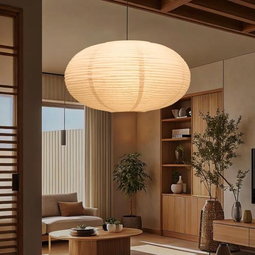 White Oval Paper Lanterns-16.54 Large Hanging Paper Lantern Lamp, Chinese/Japanese Paper Pendant Lampshade for Party Decoration, Wedding, Home Decor Ceiling Lampshade(1 Pack)