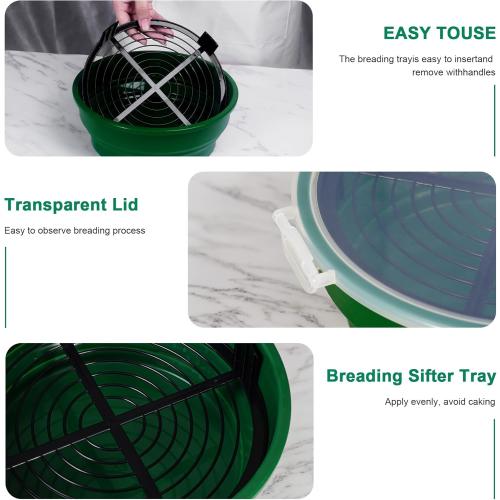 FJNATINH Collapsible Batter Bowl - Mess Free Better Breader Shaker Bowl with Lid Breading Shaker Container - Great for Fried Fish, Fried Chicken, Onion Rings, Wings & More,No Leak,Easy to Store