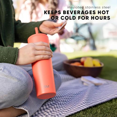 Simple Modern Classic Tumbler with Straw Lid | Insulated Iced Coffee Cup Reusable Stainless Steel Water Bottle Travel Mug | Gifts for Women Men Her Him | 24oz | Cream Leopard