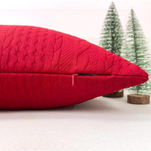 Booque Valley Throw Pillow Covers, Pack of 2 Super Soft Elegant Modern Embossed Patterned Red Cushion Covers Decorative Stretchy Pillow Cases for Sofa Bed Car Chair, Rectangular (Red)