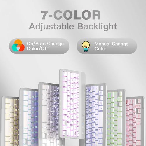for iPad mini 7 Keyboard Case A17 Pro 2024/iPad Mini 6 Generation Case with Keyboard 2021 8.3 Inch, Pencil Holder, 7 Color Backlit Detachable Keyboard Cover for iPad mini 7th/6th Gen,Grey