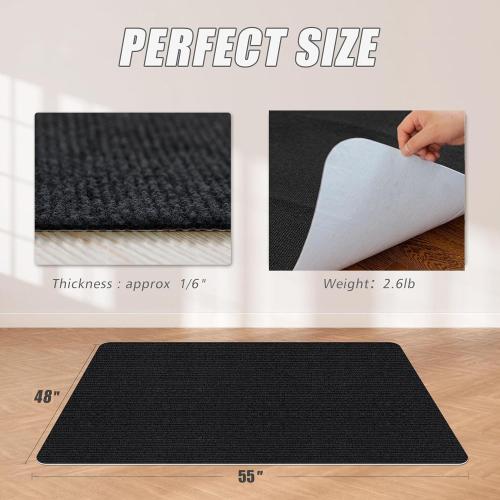 Sycoodeal Office Chair Mat for Hardwood Floor,Office Computer Gaming Chair Mat for Tile Floor,Large Floor Protector Rug,Anti-Slip,Easy to Clean,Pure Black(48x55)