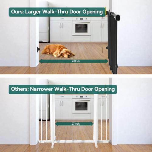 Babelio Baby Gate for Stairs, Kitchen & Doorways, No Bottom Bar| One-Handed Operation| Auto-Close| Hardware Mount (Drill Needed) Safety Dog/Pet Gate (Black - B17, 26-43 W, 28 H)