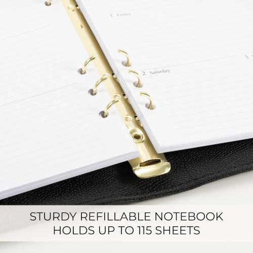 Aesthetic A5 Binder with 6 Golden Rings - Refillable & Sturdy Planner w Pockets Keeps You Perfectly Organized - Mini Notebook with Magnetic Closure Works Great as Photocard Binder for All Your Cards