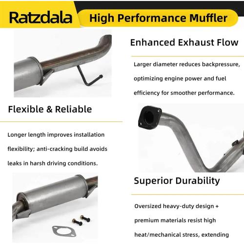 Ratzdala 54803 Stainless Steel Direct Fit Rear Exhaust Muffler Fit For Ford Escape 2.5L 2009-2012 (Hybrid, Limited, XLS, XLT) Mazda Tribute 2.5L 2009-2011 (I), New Replacement With Accessories