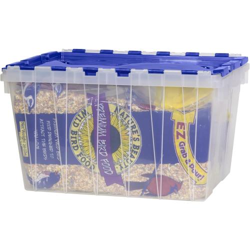 Storage Container, Nesting and Stackable Plastic Storage Box with Lid Attached, Clear Tote for Garages, Closets, and Moving,