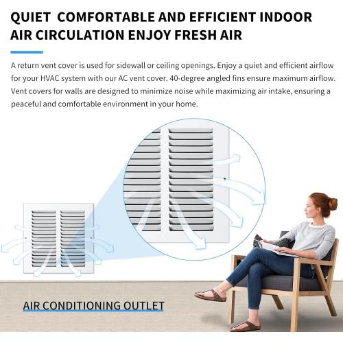 20x20 Return Air Grille(Duct Opening Size),Air Return Vent Cover,Flat Vent Cover,Rejillas De Aire Acondicionado para Casa,Return Air Grilles,Outer Dimensions:21.75Wx21.75H(20Wx20H, Duct Opening)