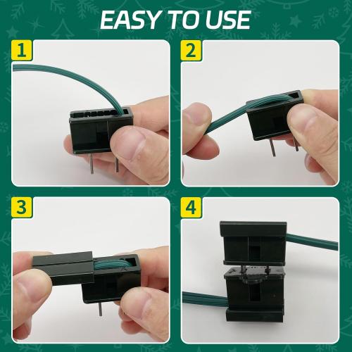 60FT SPT-2 Christmas Electrical Wire with 6pcs Vampire Plugs, 18/2 Gauge Low Voltage Extension Cord, 18 AWG 2-Conductor Flexible Wire for Outdoor Holiday Lights, Landscape Lighting