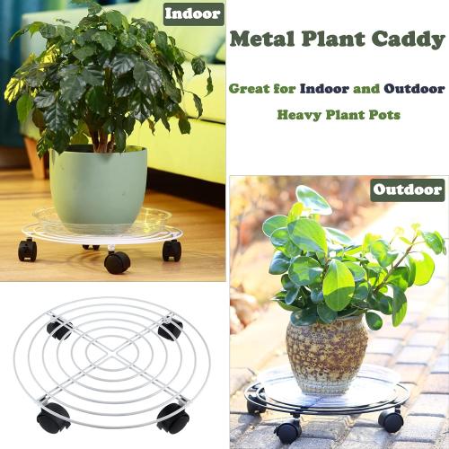 6 Packs Large Metal Plant Caddy with Wheels 13 and 11.8 Heavy-duty Wrought Iron Rolling Plant Stands with Casters Plant Dolly Plant Roller Base Indoor and Outdoor Plant Pot Movers Planter Rollers