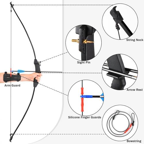 45 Bow and Arrow Set for Kids 8-12 & Teens, Youth Archery Set - Beginner Longbow Toy for Indoor & Outdoor Practice - Ideal Gift for Birthday, Christmas, Halloween