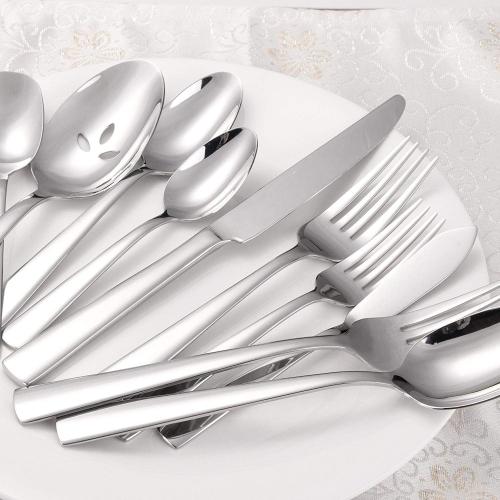 Set of 45-Piece Brightown Silverware Set Flatware Cutlery Set Service for 8, Durable Stainless Steel Tableware in Ergonomic Design Size and Weight, Kitchen Utensil Sets with Steak Knives, Rust-proof, Dishwasher Safe
