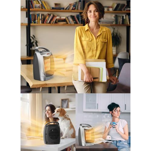 Silver GiveBest Portable Electric Space Heater with Thermostat, 1500W/750W Safe and Quiet Ceramic Heater Fan, Heat Up 200 Square Feet for Office Room Desk Indoor Use, Silver