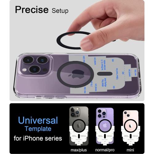 Metal Ring Compatible with MagSafe Sticker Designed for iPhone 12~17, Circle Magnetic Magnet Adapter Rings for Phone Case (White)