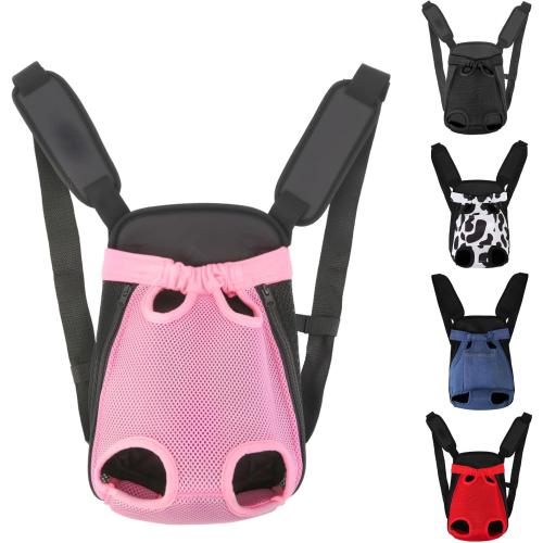 Inspack Dog Backpack Carrier/Cat Carrier, Adjustable Pet Front Carriers Travel Bag for Puppy Medium Dogs, Legs Out, Soft Ventilated Doggie Chest Carry Backpacks for Hiking/Camping, 2.5-4 lbs, Pink