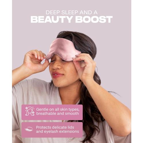Color Pink SUNDAYSILKS™ Exclusive Mulberry Silk Sleep Mask | Soft Eye Covers, Blackout Sleeping Mask for Women & Men | Silk Eye Mask for Sleep, Travel, and Relaxation | Antifaz para Dormir [Pink Quartz]
