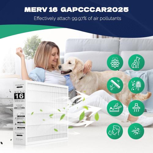 2-Pack GAPCCCAR2025 Replacement Air Filter MERV 16 Compatible With Bryant/Carrier Infinity 20 x 25 x 4Air Purifier (Actual Size: 20.48'' x 24.48'' x 3.54'')