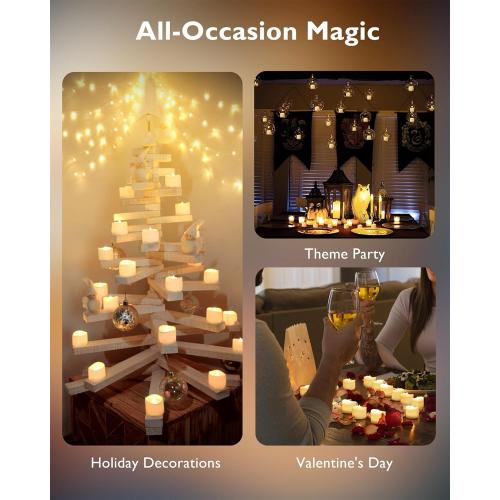 Homemory 12Pcs Flickering Flameless Candle Battery Operated, 200 Hours Fake Electric LED Tea Lights for Votive, Centerpiece Table Decorations, Wedding, Aniversary, Halloween, Christmas
