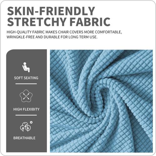 Deisy Dee Stretch XL/Oversized Soft Spandex Extra Large Dining Room Chair Covers for Kitchen Dining，Removable Washable Chair Protectors Slipcovers (Baby Blue, 2)