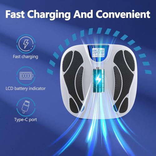 Foot Massager for Neuropathy, Rechargeable FSA EMS Foot Circulation Stimulator with 8 TENS Muscle Stimulation for Relieving Plantar Fasciitis, Swelling and Pain White