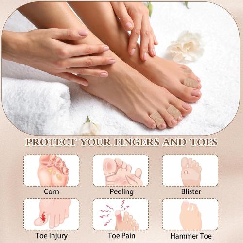 Blulu 10 Pieces Toe Tubes 0.98 Inches Cushion Tube Corn Pads for Toes Sleeves Soft Gel Protectors for Cushions Corns Blisters Calluses 3 Size(Skin Color,Medium Size)