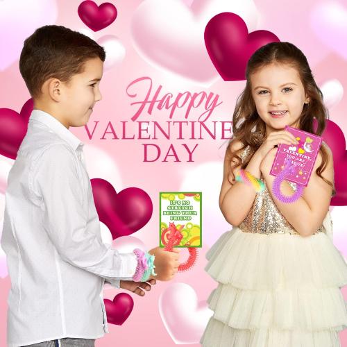 30 Pack Valentine's Day Cards for Kids with Unicorn Stretchy Strings for Classroom Valentine's Gift Exchange For School, Valentine's Party Favor for Kids, Valentine's Prizes, Stress Relief Fidget Toys